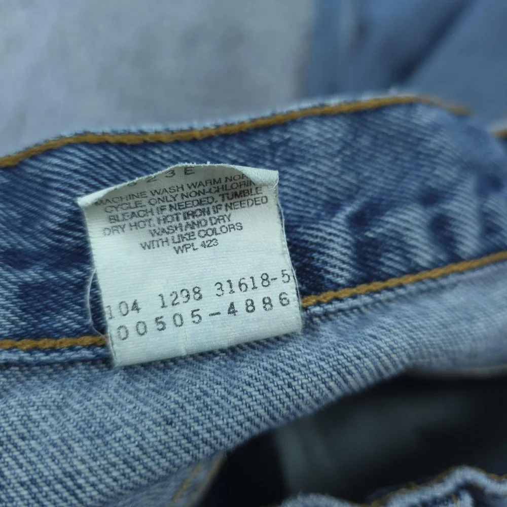 Vintage Levis 505 Jeans Mens 34x30 Blue Regular Straight Leg Denim 90s Tag 36x30